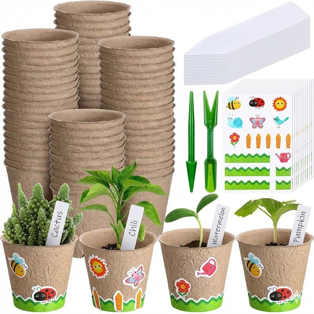 Biodegradable Pulp Seedling Cups For Kids DIY Planting Vegetable And Succulent Nursery Trays
