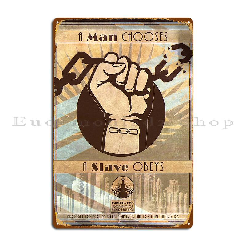 

Bioshock Пропагандистский Постер Kwnblack Металлическая Табличка Принт Клуб Клуб Дом Стена Пещера Жестяная Табличка Постер 20x30cm（7.8x11.8inch）