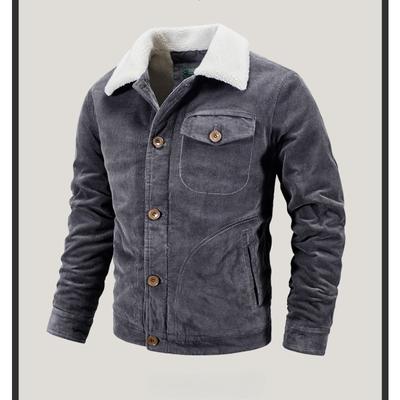 Corduroy Lapel Jacket Men's Fleece Thickened Winter Lamb Fleece Thermal Jacket Casual Men's Clothing