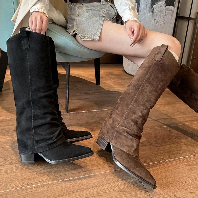 Meng Ziyi Boots Long Boots Women's Summer Skirt Brown Small Pants Knight Boots