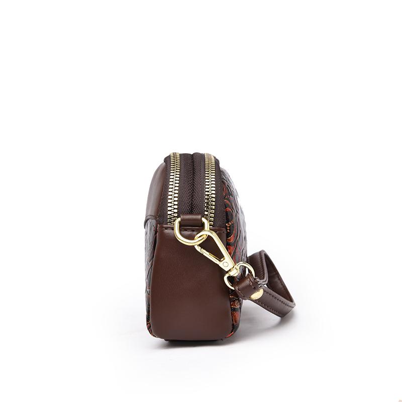 Elegante Borsa a Tracolla Floreale Goffrata da Donna – Mini Borsa a Spalla Vintage con Dettagli Dorati