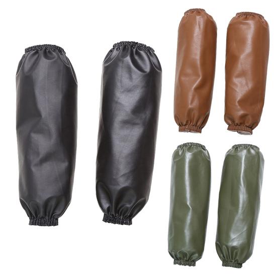1 Pair Arm Sleeves Imitation Leather Waterproof Oil-Proof Arm Sleeves 40cm Long Elbow Protection Kitchen Garden Cleaning Sleeves