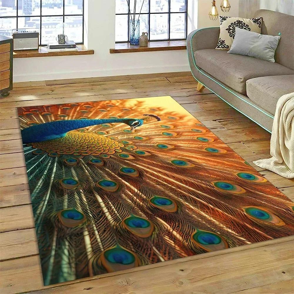 Cute Dream Bird Parrot Peacock Carpet Living Room Bathroom Decor Rug Mechanical Washable Mat Non-slip Floor Mat Entrance Doormat
