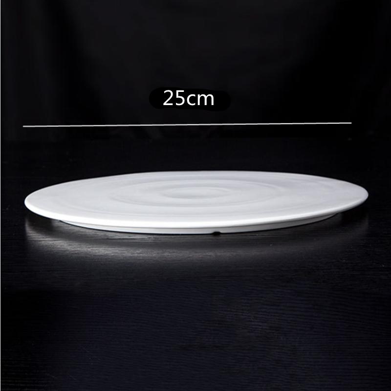 White Ceramic Steak Plate Sushi Cake Dessert Flat Plate Characteristic Hotel Restaurant Dinner Plate Round Western Food Plate