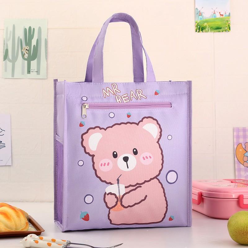 Large Insulated Lunch Bag Kids Waterproof School Meal Carrier Reusable Bento Tote Boys Girls Cartoon Style