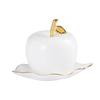 White Apple-shaped Toothpick Box Painted Gold Bone China Toothpick Holder Home Desktop Toothpick Storage Jar Home Decoration