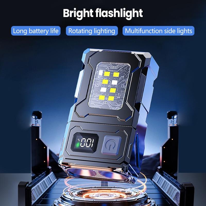 COB Flashlight with Magnet USB Rechargeable LED Work Light 7-Mode Hands-Free LED Lamp for Emergency Repair Cycling Camping