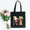 Flower Letter Font A B C D E F G Shopping Canvas Tote Casual Large-capacity Eco Flower Shopper Bag Harajuku Shoulder Bags