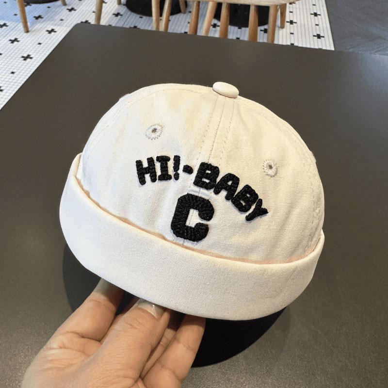 Letter Embroidered Baby Docker Caps Spring Summer Cotton Solid Color Beanie Cap Toddler Boy Retro Brimless Hats