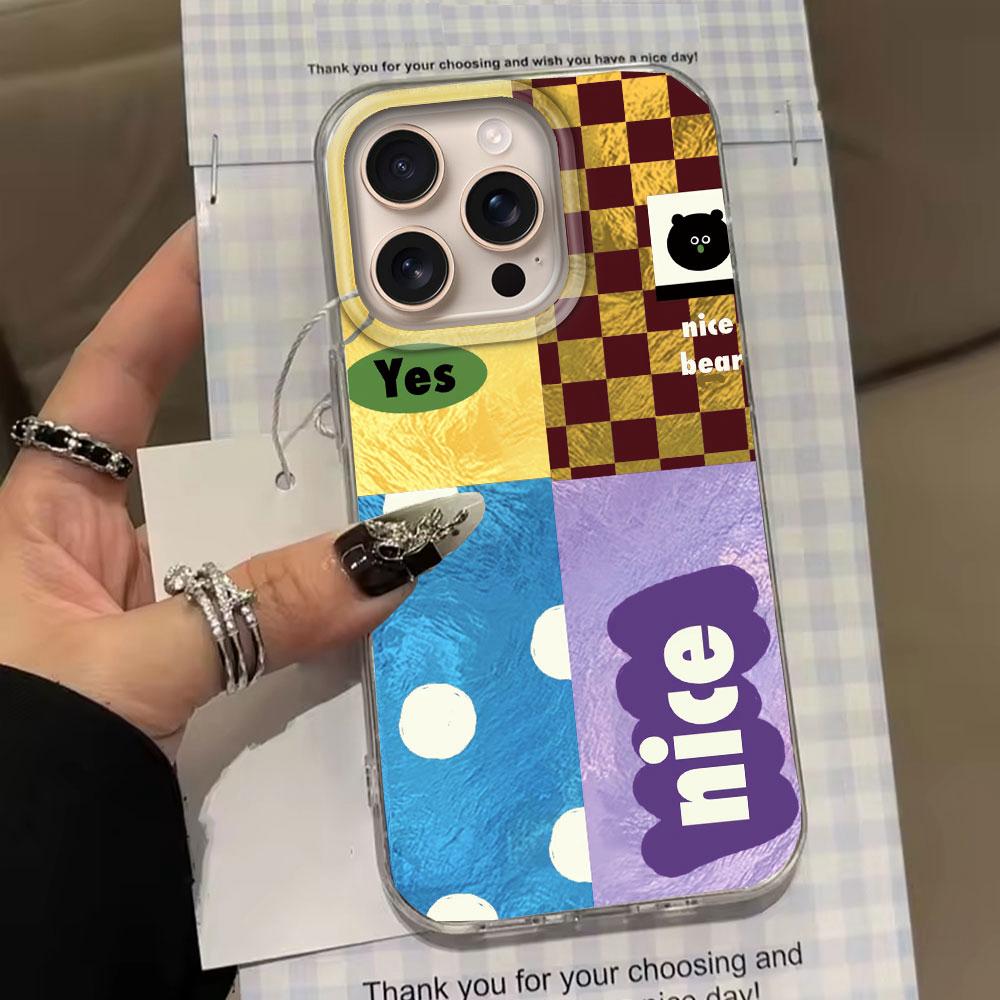 Color Block Match Plaid Women Girls Phone Case for iphone 16 15 14 7 8 Plus 13 11 12 Pro Max X XS XR SE 2022 Silicone Back Cover
