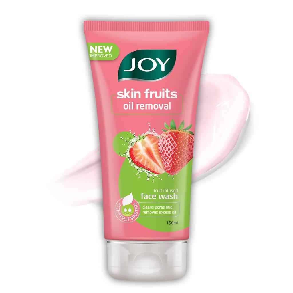 Joy Skin Fruits Strawberry Oil Removal Face Wash, 150ml | Fruit-Infused Formula for Oily & Combination Skin | Deep Cleansing Gel That Removes Exc