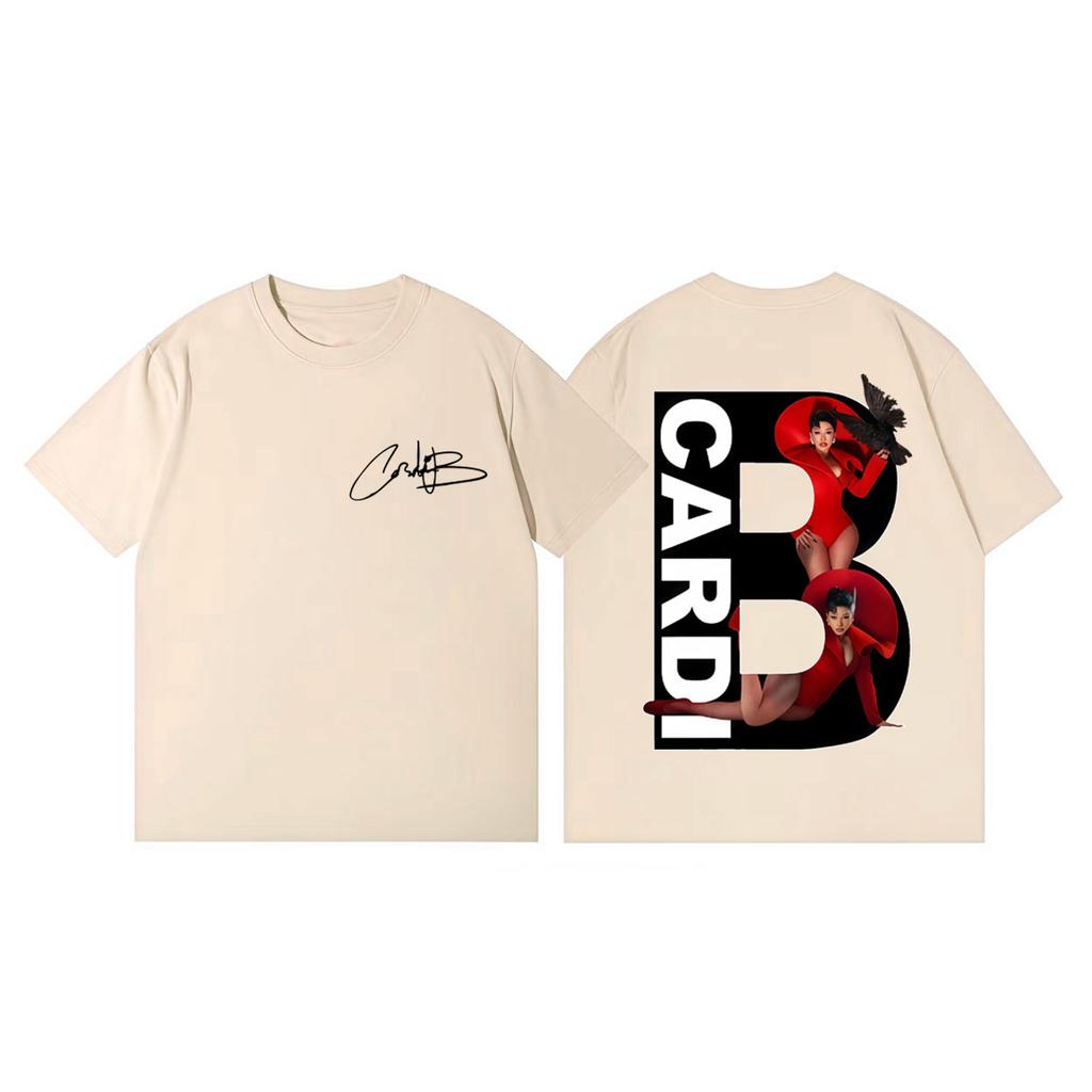 Rapper Cardi B Album Merch Tshirts Harajuku Hip Hop Pop Music Short Sleeve Tshirt Men Women Casual Fashion Oversized T Shirts