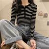 2025 Women's Striped Knitwear Slim Long Sleeve Base Layer Top for Spring and Autumn