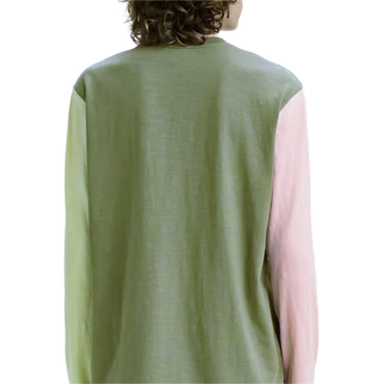 Levis Color Block Long Sleeve Casual Crew Neck T-Shirt Men Tops Green A4998-0001