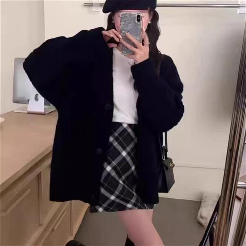 Lazy Wind Over The New Year Christmas Red Knitted Cardigan Sweater Jacket Female Autumn