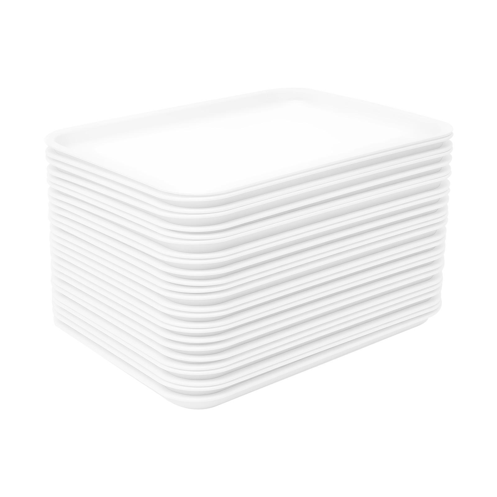 

24 Pcs Commercial Food Trays, 14 Anti-Slip Rectangle PP Plastic for Restaurant Cafeteria Fast Food, Heat Resistant & Stackable білий