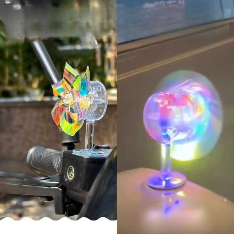 Car Motorcycle Handlebar Wind Energy Colorful Lights Windmill Ornaments Led Lights Self-Adhesive Bicycle Helmet Decorations
