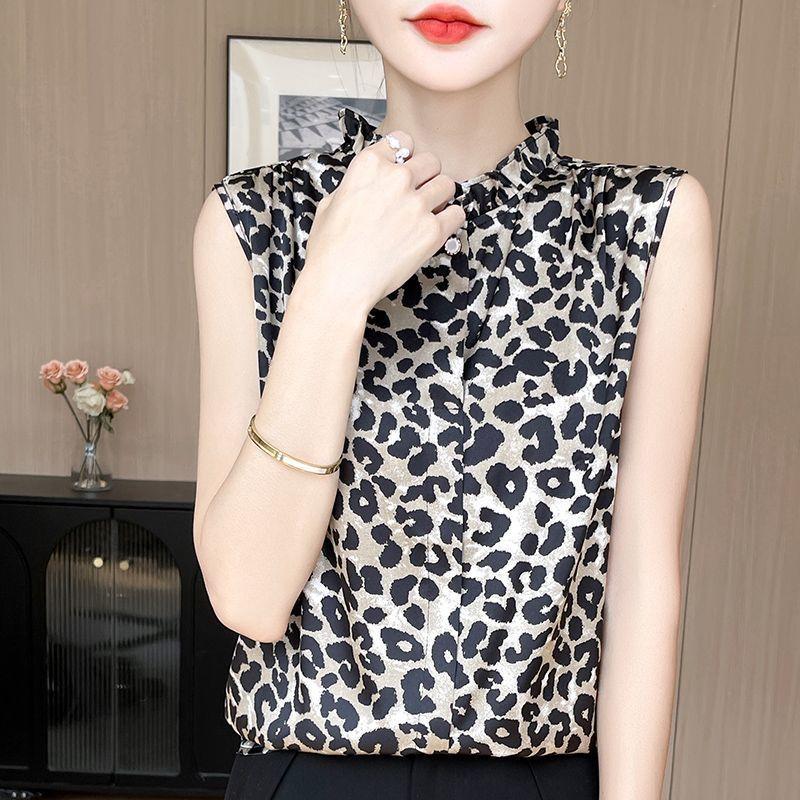 Mulberry Silk Shirt Printed Satin Silk Shirt New Summer Style Base Shirt Top