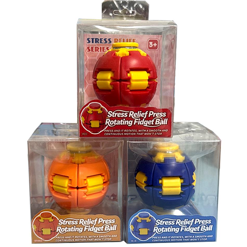 כדורית הרפיה 3D צבעונית להקלה על מתח, לחיצה, סיבוב, משחק כפול, ג'ירוסקופ לקצה האצבע, צעצוע מרגיע נייד, מתנות