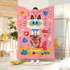 Painting Cute Cat And Fish Throw Lightweight g Flannel Blanket Soft Skinfriendly for Summer Cooling