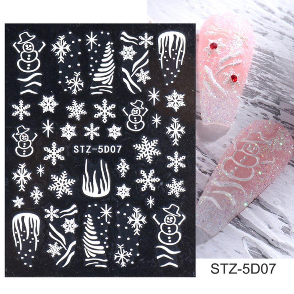 Slider Decals New Year Design Winter Charms Flower Snowflakes Nail Sticker 5D Embossed Christmas