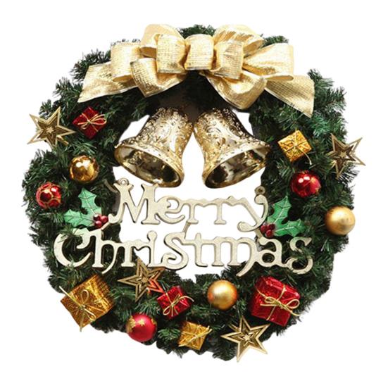 Vánoční věnec na vchodové dveře Ručně vyráběný Umělý zelený věnec s šiškami Červené bobule Baňky Ozdoby pro Vnitřní Venkovní Sváteční Dekoraci