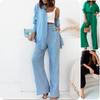 2026 Spring Collection: Women's Solid Color Lapel Shirt and High-Waisted Trousers Set – European & American Fashion