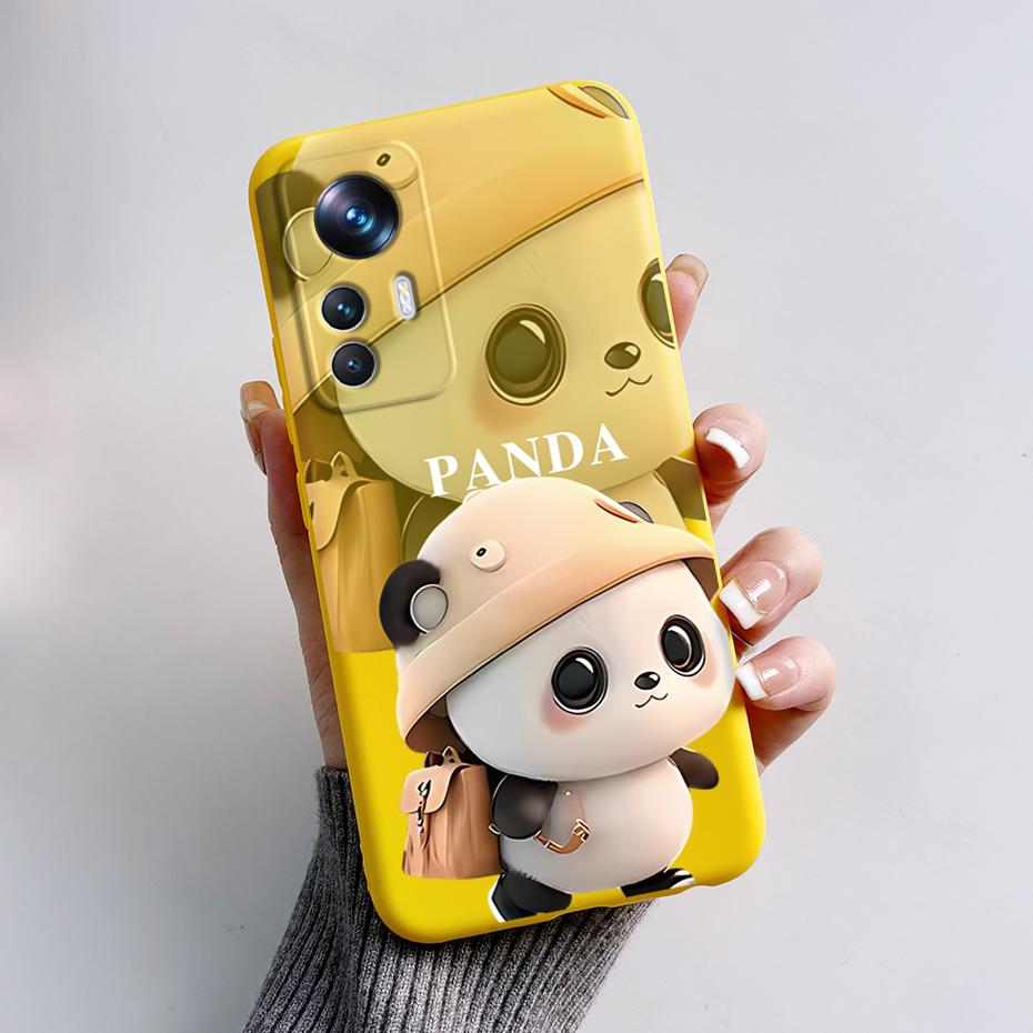 For Xiaomi Mi 12T 12 T Pro Case Cute Panda Liquid Silicone Phone Cases For Xiaomi Mi 12T 12 Mi12 T 12X Lite Pro Soft Cover Case