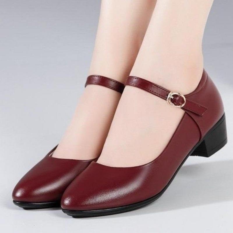 

Стюардесса Цзю Станция рабочая обувь женская новая пряжка на одном ремешке туфли на среднем каблуке кожаная обувь рабочая нескользящая женская обувь танцевальная обувь 41