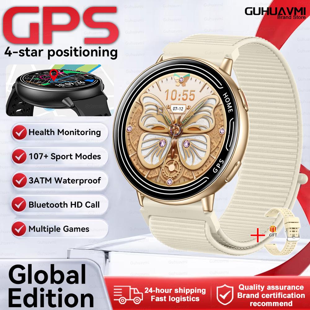 New Women's Fashion Health Smart Watch 1.39" AMOLED GPS Satellite Positioning Bluetooth Call Heart Rate Monitor For Android iOS
