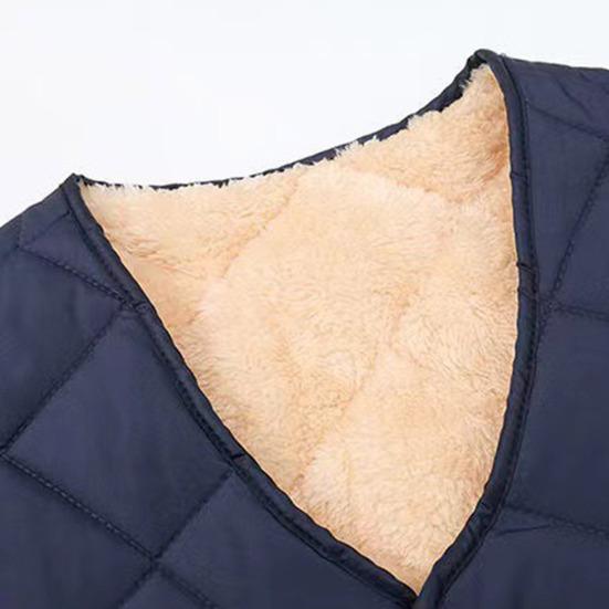 Men Cotton Coat O-Neck Long Sleeve Diamond-Shaped Stitching Button Placket Coat Solid