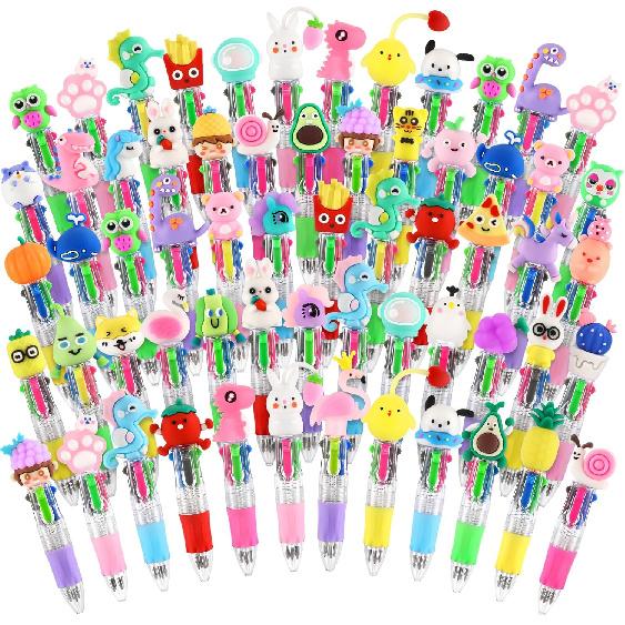 arscniek 40Pcs Multicolor Pen in One, 4-in-1 0.5mm Fine Point Cute Pens, Fun Kawaii Ballpoint Pen for Children's Party Favors, Classroom Prizes,