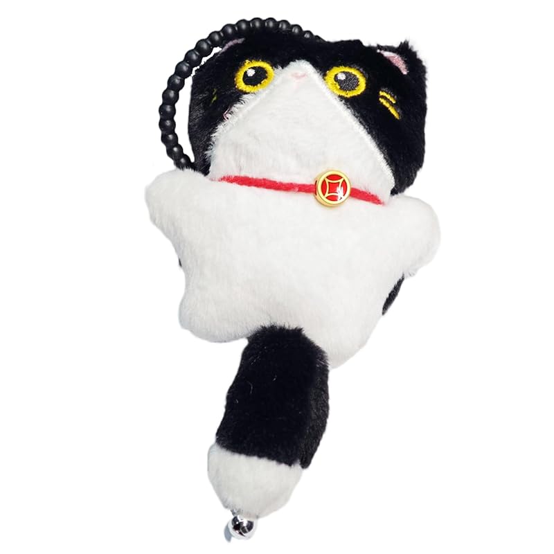 

[Pandachilla] key ring bag charm cat handmade Super cute Fluffy (black and white cat)