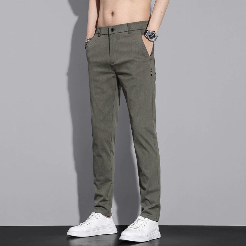 Men's Casual Pants Spring Summer Thin Business Straight Cotton Stretch Classic Work Trousers Korean Clothing
