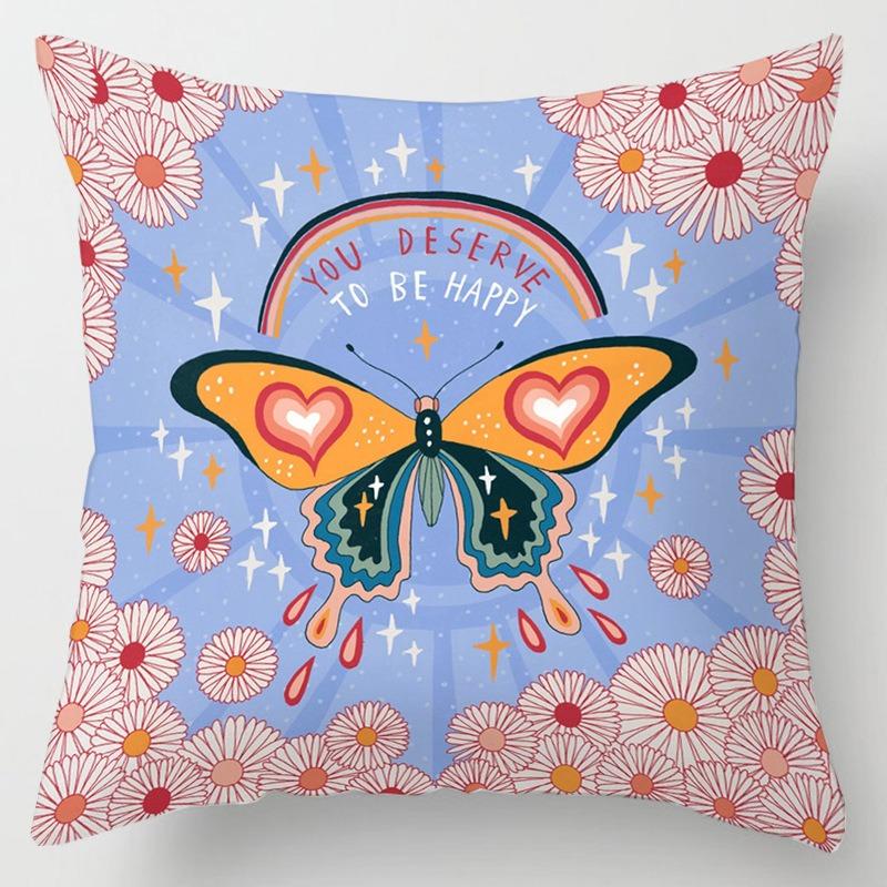 Pillow Bedside Cushion Cushion Butterfly Print Pillow Case Soft Sofa Pillow Office Chair