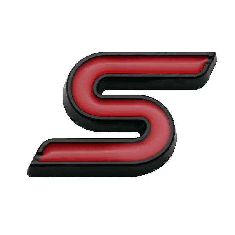 Hkwmg3 3D Metal S Logo Front Grille Emblem Badge Car Rear Trunk Stickers For Ford Focus Fiesta Escape Ecosport Kuga Mondeo Accessories
