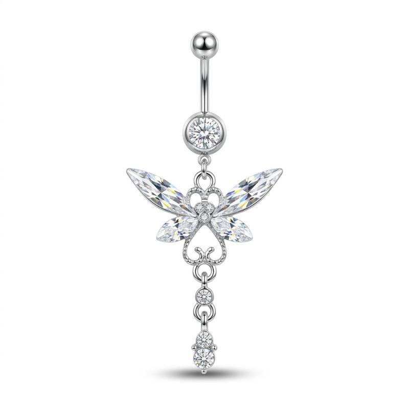 Butterfly Flower Belly Button Rings Rose Key Navel Piercing Jewelry Set For Women Beach Party Body Belly Jewelry Gift