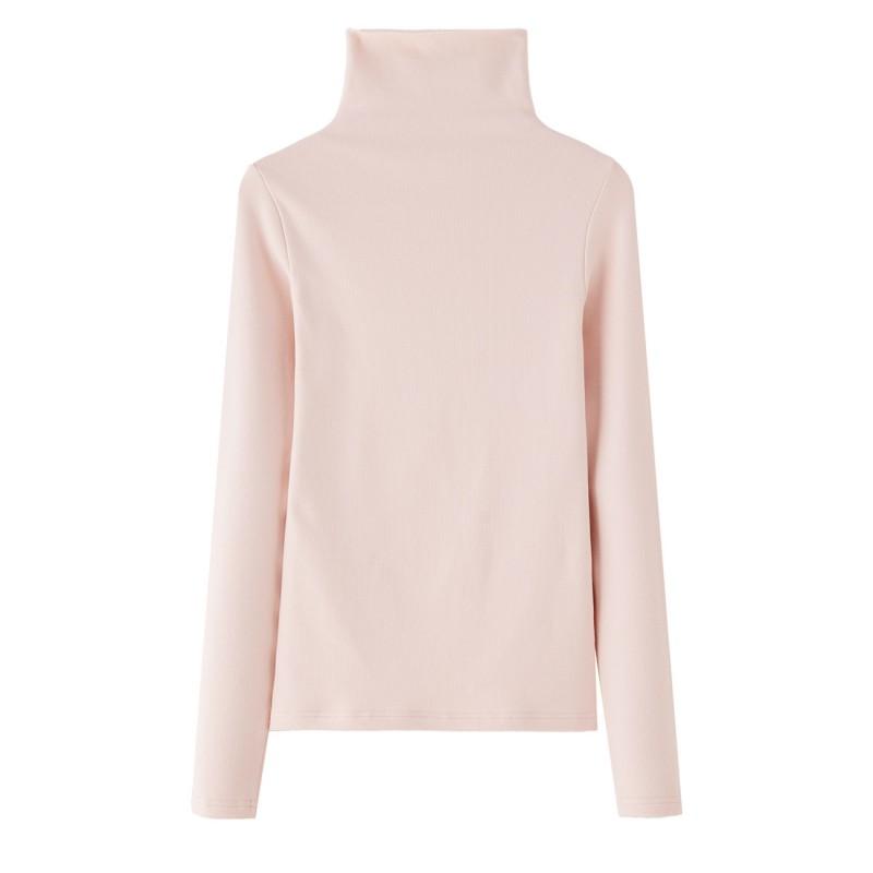 Womens High-Neck Long Sleeve T-Shirt With Brushed Modal Fabric Warm Soft Base Layer Winter
