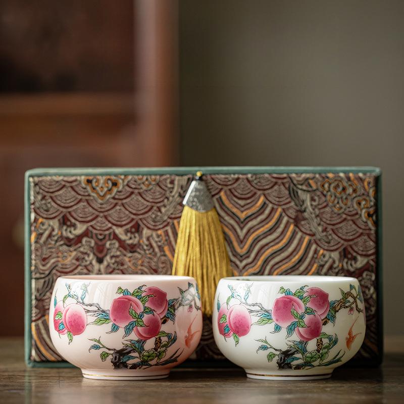 Nefritová čajová miska ze suetu Ručně vyráběné japonské keramické čajové misky Porcelánová ochutnávací čajová souprava pro domácnost Čínské kung-fu čajové nádobí Mistrovské šálky Dárková krabička