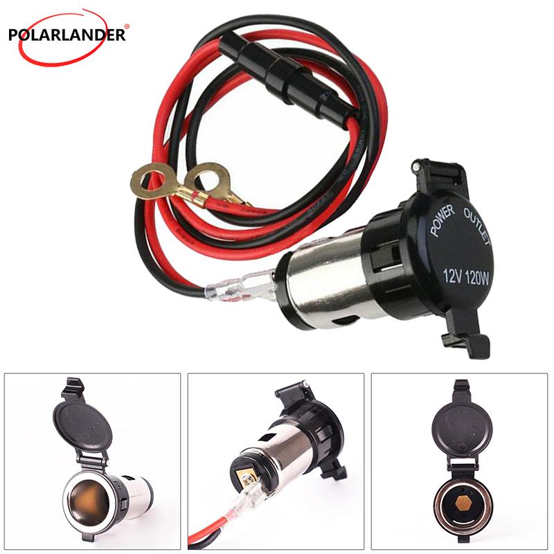 120W Waterproof Cigarette Lighter Socket - 12V/24V Dual USB 1m Wire for Car/Motorcycle/Tractor/Boat Power Supply