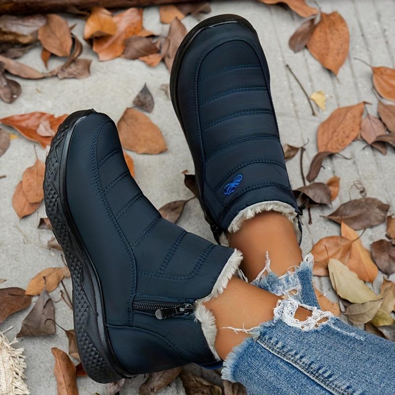 Zapatos de Algodón para Mujer en Invierno Gruesos y Cálidos Botas de Nieve Talla Grande para Mujer con Botines Cortos de Felpa y Cálidos