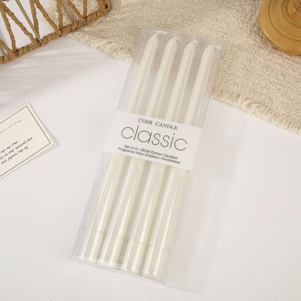 European Classic Long Stem Smokeless Taper Candle for Home & Wedding Decoration