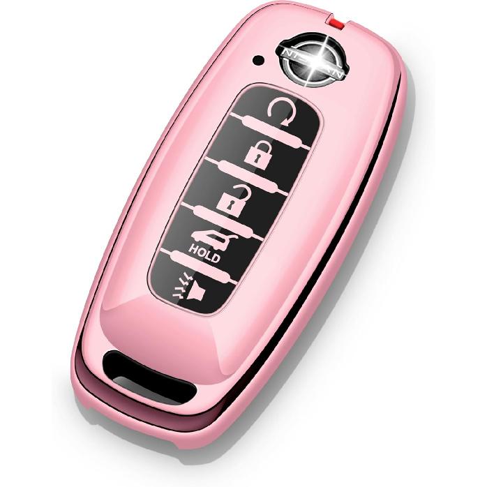 For Nissan Key Fob Cover 3 Buttons Car Key Case Sentra Kicks Pathfinder Rogue Ariya 2026 2025 2024  Accessories Pink