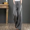 Women's High-Waisted Cotton & Linen Wide-Leg Pants - Plus Size, Loose, Casual Nine-Point Length