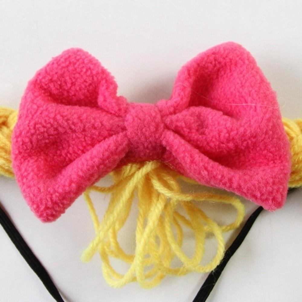 Double Braids Pet Wig Braid Bow Pet Headgear Pet Dress Up Cat Funny Headpiece  Cosplay Events