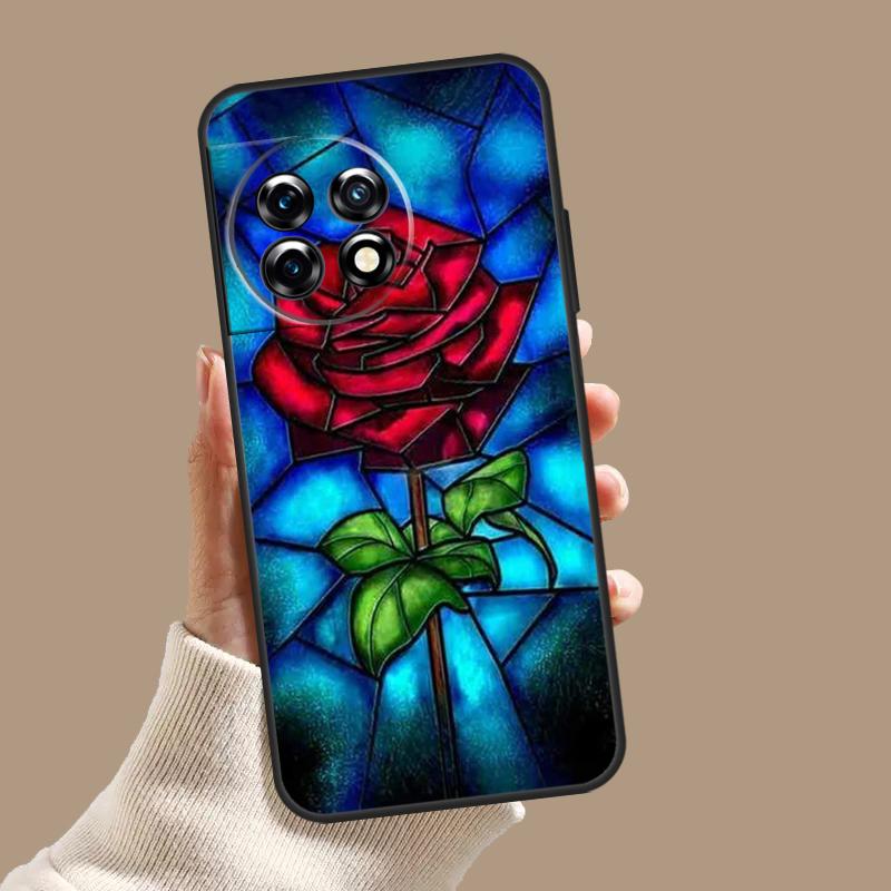 Stained Glass Rose Galaxys Case For OnePlus 12 11 9 10 Pro 12R 10R 9R 8T 10T Nord 3 2T N10 N20 N30 CE 2 Lite CE4 Cover