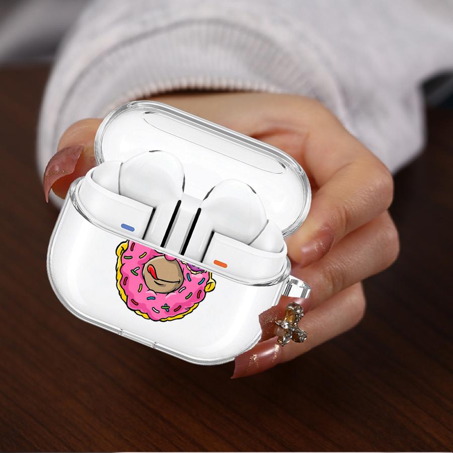 Clear Earphone Cases Cover With Hook Case For Samsung Galaxy Buds 2Pro 2 Live 4 Pro 4Pro 3 FE 3Pro Cartoon The Simpsons