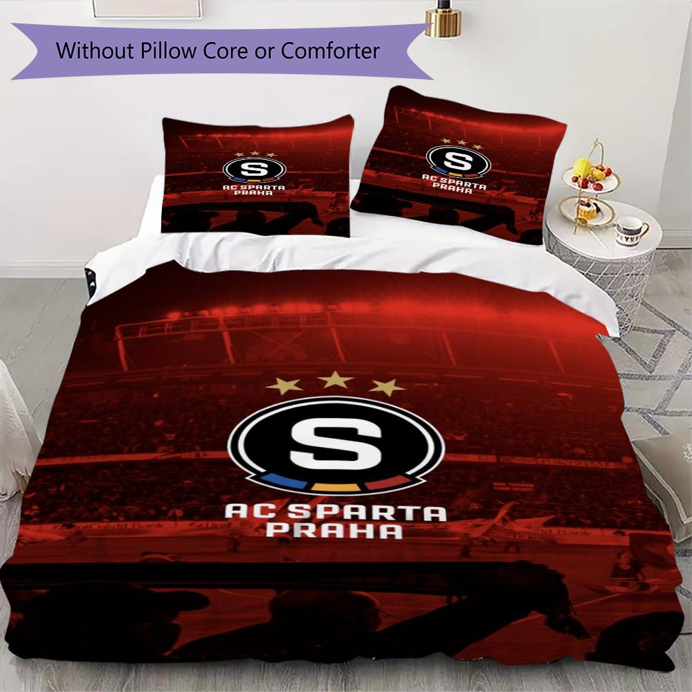 AC Sparta Praha Muster Bettwäsche Steppset Bettbezug Kissenbezug Heimdekoration Geburtstagsgeschenk (1 Bettbezug + 2 Kissenbezüge (ohne Füllung))