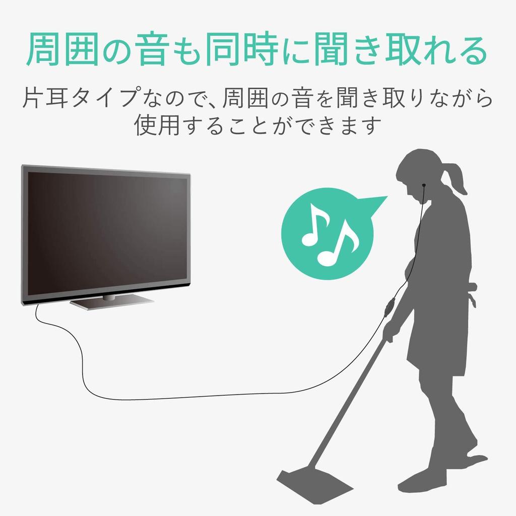 ELECOM Mono TV Earplug 10mm Black Headphones, Type, Driver,