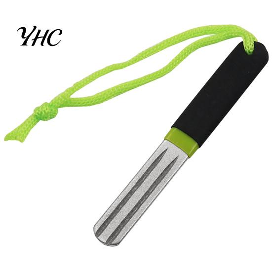 Fishing Grinding File Hook Sharpener Sharp Anti-skid Portable Three Grooves Diamond Stone for Camping